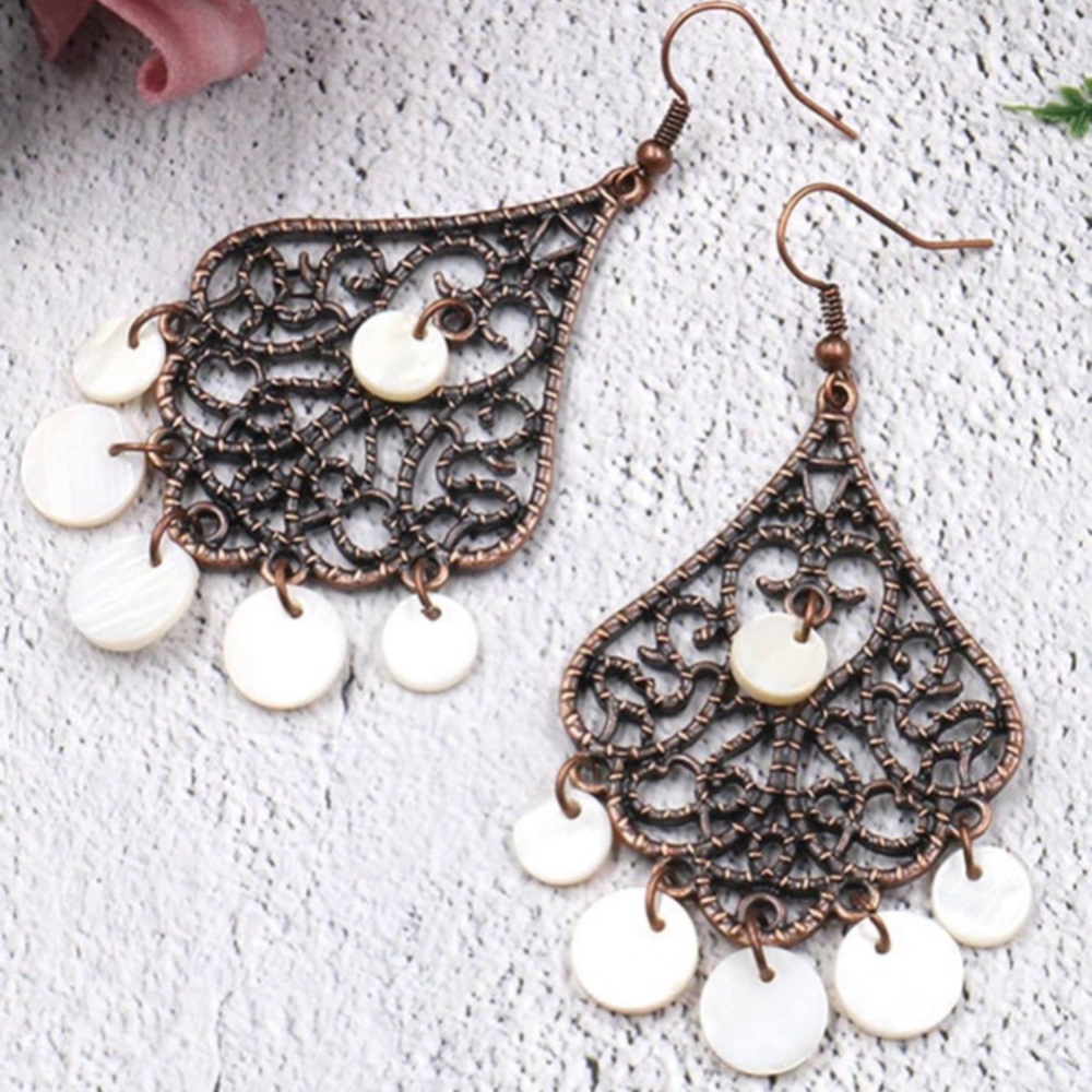 Boho Disc Detail Dangle Earrings